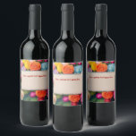 Pretty Floral Framed Roses Tulips Hydrangea Custom Weinetikett<br><div class="desc">Beautiful and colorful tulips,  roses and hydrangeas highlight these personalized text box wine labels.
Great for personalized bridal party favors!</div>