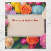 Pretty Floral Framed Roses Tulips Hydrangea Custom Weinetikett (Einzelnes Label)