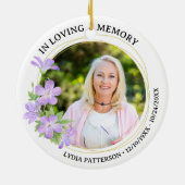 Pretty Floral Memorial Photo In Loving Memory Keramik Ornament (Hinten)
