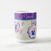 Pretty Floral Pastel Pansy Purple Watercolor Kaffeetasse (Mittel)