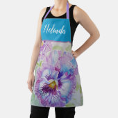 Pretty Floral Pastel Pansy Purple Womans Apron Schürze (InSitu)