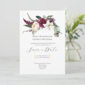 Pretty Floral Save the Date, Wedding Invitation Einladung (Stehend Vorderseite)