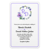 Pretty Floral Wreath Monogrammed Wedding Invitatio Magnet (Vertikal)