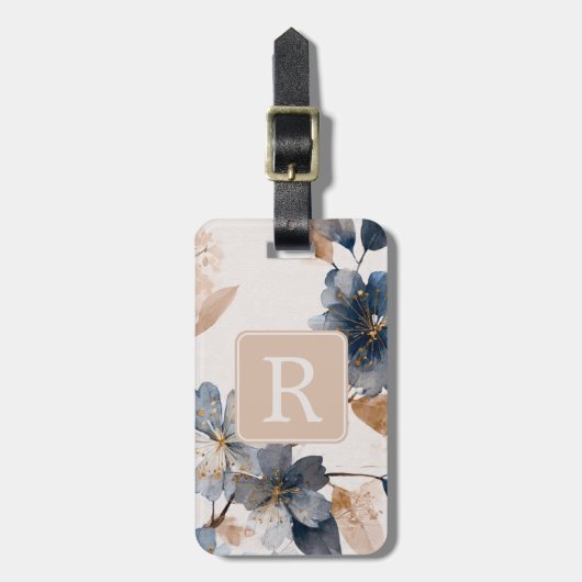 Pretty Flower Monogram Template Personalized Gepäckanhänger (Vorderseite vertikal)