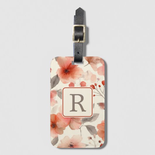 Pretty Flower Monogram Template Personalized Gepäckanhänger (Vorderseite Vertikal)
