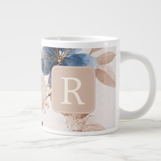 Pretty Flower Monogram Template Personalized Jumbo-Tasse (Rechts)