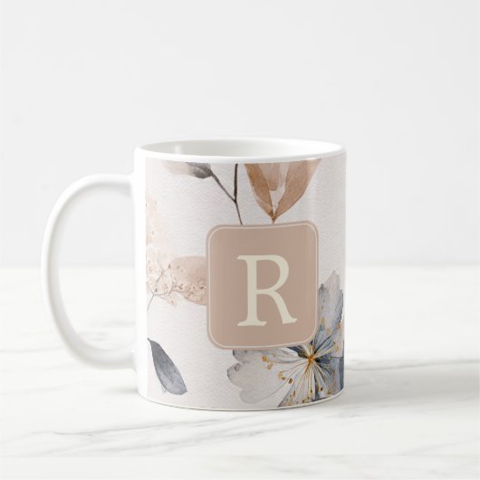 Pretty Flower Monogram Template Personalized Kaffeetasse (Links)