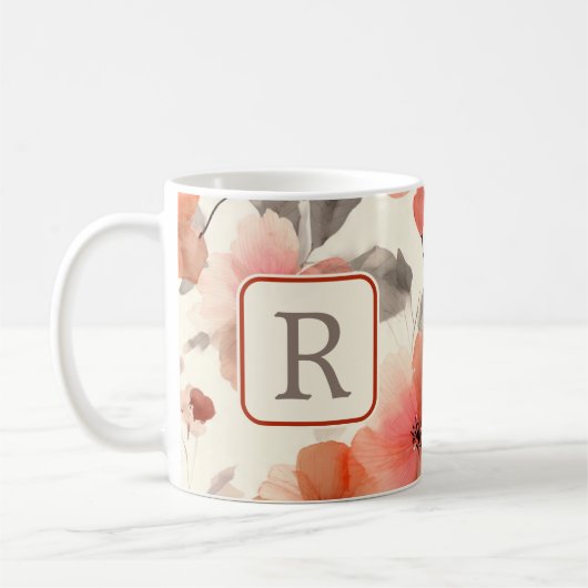 Pretty Flower Monogram Template Personalized Kaffeetasse (Links)
