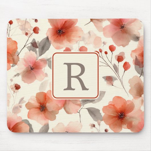Pretty Flower Monogram Template Personalized Mousepad (Vorne)