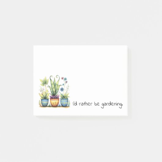 Pretty Flower Pots I'd Rather Be Gardening Post-it Klebezettel (Vorderseite)