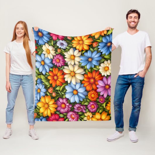 Pretty Flowers, Brightly Colored Fleecedecke (Beispiel)