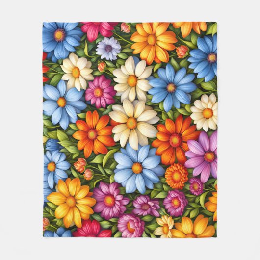 Pretty Flowers, Brightly Colored Fleecedecke (Vorderseite)