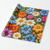 Pretty Flowers, Brightly Colored Geschenkpapier (Ungerollt)