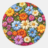 Pretty flowers, brightly colored, runder aufkleber (Vorderseite)