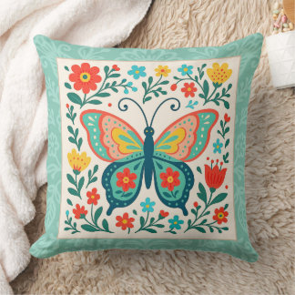 Pretty Folk Art Butterfly  Kissen