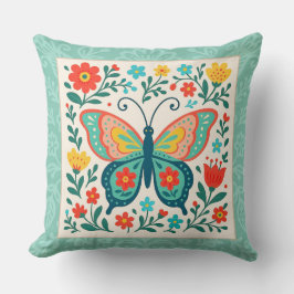 Pretty Folk Art Butterfly  Kissen