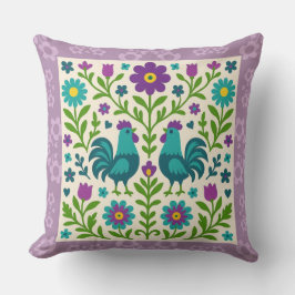 Pretty Folk Art Cockerel   Kissen