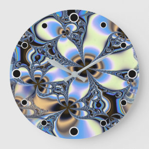 Pretty Fractal Floral in pastel shades Große Wanduhr