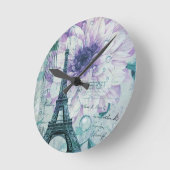 pretty girly chic purple french paris eiffel tower runde wanduhr (Winkel)