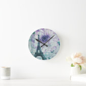 pretty girly chic purple french paris eiffel tower runde wanduhr (Zuhause)