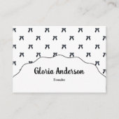Pretty Girly Feminine Black White Bow Pattern Visitenkarte (Vorderseite)