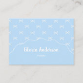 Pretty Girly Feminine Blue White Bow Stripes Visitenkarte (Vorderseite)