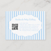 Pretty Girly Feminine Blue White Bow Stripes Visitenkarte (Rückseite)