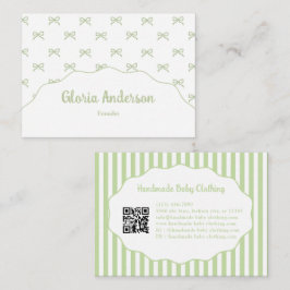 Pretty Girly Feminine Green Bow Stripe Pattern Visitenkarte