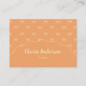 Pretty Girly Feminine Orange Bow Stripe Pattern  Visitenkarte (Vorderseite)