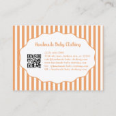Pretty Girly Feminine Orange Bow Stripe Pattern  Visitenkarte (Rückseite)