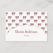 Pretty Girly Feminine Pink Bow Stripe Pattern Visitenkarte (Vorderseite)