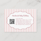 Pretty Girly Feminine Pink Bow Stripe Pattern Visitenkarte (Rückseite)
