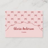 Pretty Girly Feminine Pink Red Bow Stripe Pattern Visitenkarte (Vorderseite)