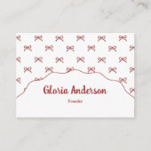 Pretty Girly Feminine Pink Red Bow Stripe Pattern Visitenkarte (Vorderseite)