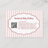 Pretty Girly Feminine Pink Red Bow Stripe Pattern Visitenkarte (Rückseite)