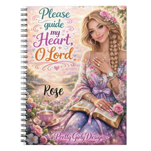 Pretty Girly Inspirational Floral Christian Bible Notizblock (Vorderseite)