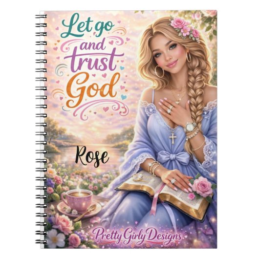 Pretty Girly Inspirational Floral Christian Bible Notizblock (Vorderseite)