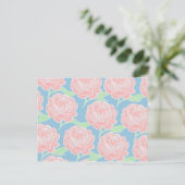 Pretty Girly Pastel Pink and Blue Floral Print Postkarte (Stehend Vorderseite)