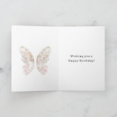 Pretty Girly Pink Butterfly Wings Birthday Karte (Innenseite)