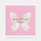 Pretty Girly Pink Butterfly Wings Birthday Serviette (Vorderseite)