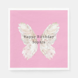 Pretty Girly Pink Butterfly Wings Birthday Serviette