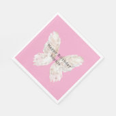 Pretty Girly Pink Butterfly Wings Birthday Serviette (Ecke)