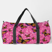Pretty Girly pink glitter butterflies monogram Duffle Bag (Rückseite)