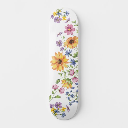 Pretty Girly Wildflowers Skateboard (Vorderseite)