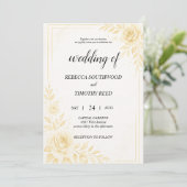 Pretty Gold and White Wedding Invitation Einladung (Stehend Vorderseite)