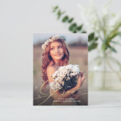Pretty Gold Script Overlay 1-Photo Graduation Postkarte (Stehend Vorderseite)