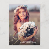 Pretty Gold Script Overlay 1-Photo Graduation Postkarte (Vorderseite)