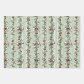 Pretty Green Toile Christmas Berries And Bows Geschenkpapier Set (Vorderseite 2)