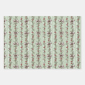 Pretty Green Toile Christmas Berries And Bows Geschenkpapier Set (Vorderseite)