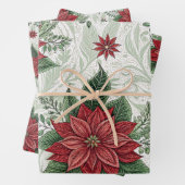 Pretty Green Toile Red Christmas Flower Pattern Geschenkpapier Set (Beispiel)